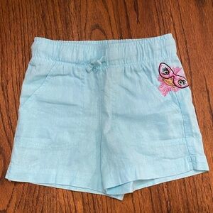 Light blue embroidered linen shorts, girls sz 5/6